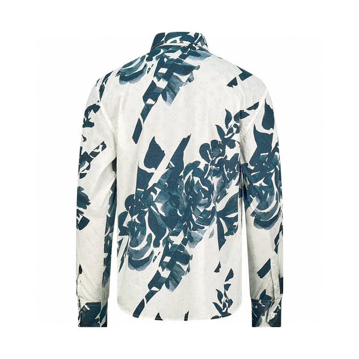 Hombre Louis Vuitton Camisa De Manga Larga Estampada En Algodón