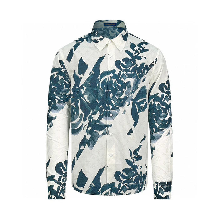Hombre Louis Vuitton Camisa De Manga Larga Estampada En Algodón