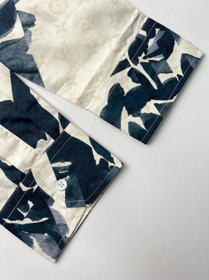 Hombre Louis Vuitton Camisa De Manga Larga Estampada En Algodón