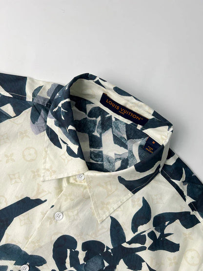 Hombre Louis Vuitton Camisa De Manga Larga Estampada En Algodón
