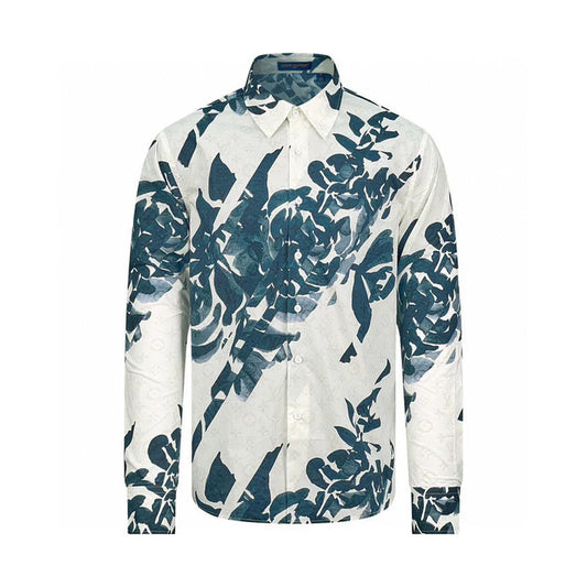 Hombre Louis Vuitton Camisa De Manga Larga Estampada En Algodón